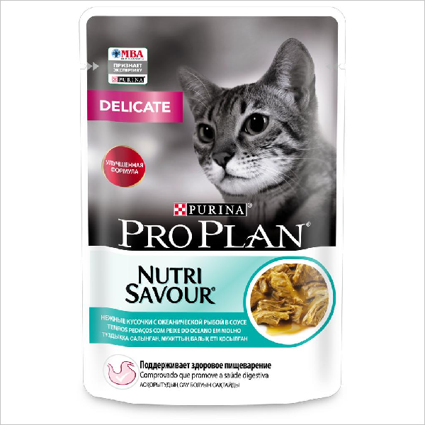 Влажный корм для кошек Pro Plan Nutri Savour Delicate кусочки в соусе с океанической рыбой 26 шт. х 85 г