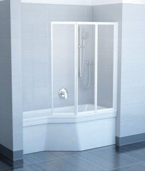 Шторка на борт ванны складная Ravak VS3 130 белый профиль матовое стекло 795V0100ZG