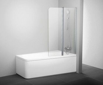 Шторка на борт ванны двухэлементная Ravak 10CVS2-100 правая, белый профиль, прозрачное стекло 7QRA0103Z1
