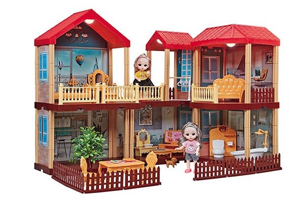668-25 Дом вилла для кукол с мебелью и куклами, 156 деталей Princess House