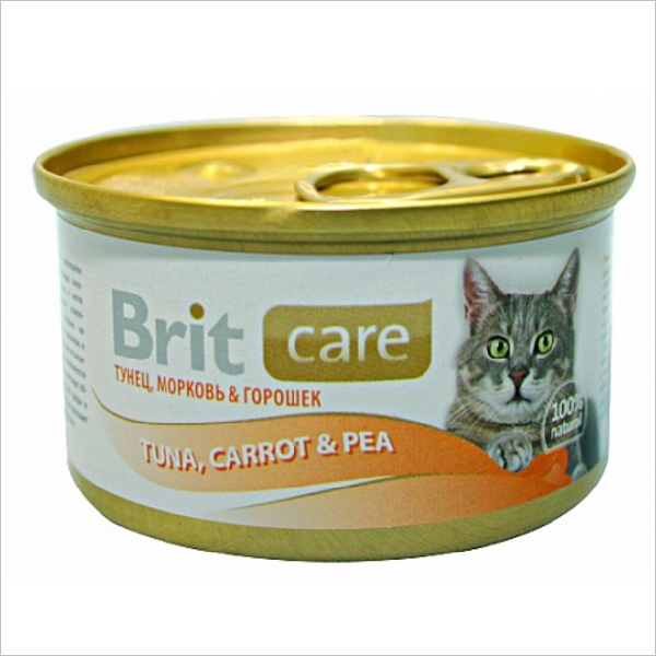 Влажный корм для кошек Brit Care с тунцом морковью и горошком