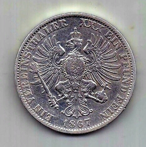 1 талер 1867 Пруссия Германия XF