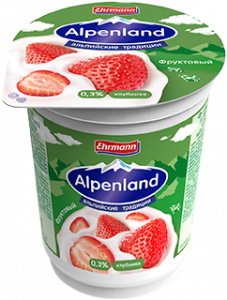 Продукт йогуртный ALPENLAND 320г 0,3% Клубника