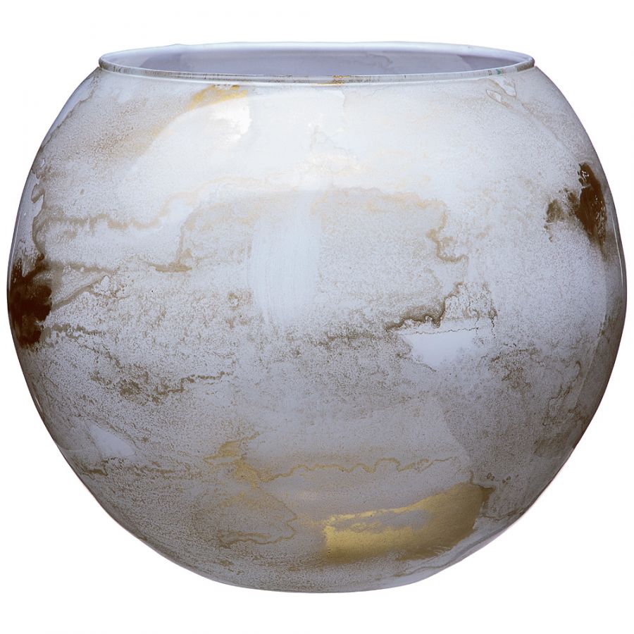 Ваза Sfera "Golden marble white" d=20см