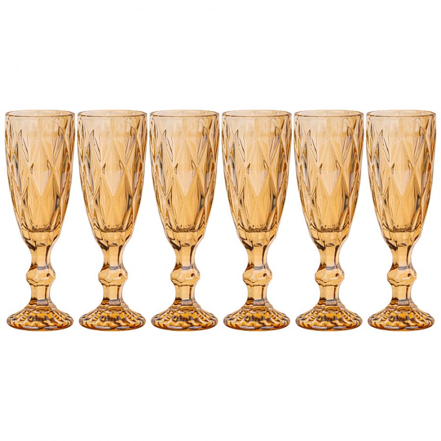 Набор бокалов для шампанского "Ромбо" 6шт. 150мл. / в=20 см.