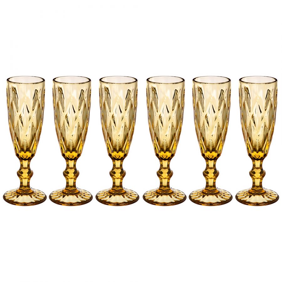 Набор бокалов для шампанского "Ромбо" 6шт. серия "Muza color" 150мл. / в=20 см.