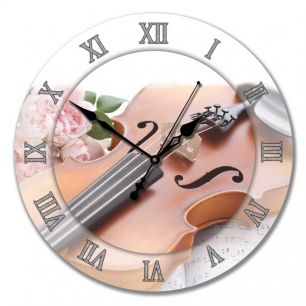 Настенные часы из стекла 01-027 "Скрипка"