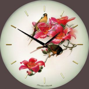 Настенные часы из стекла 01-012 "Птички"