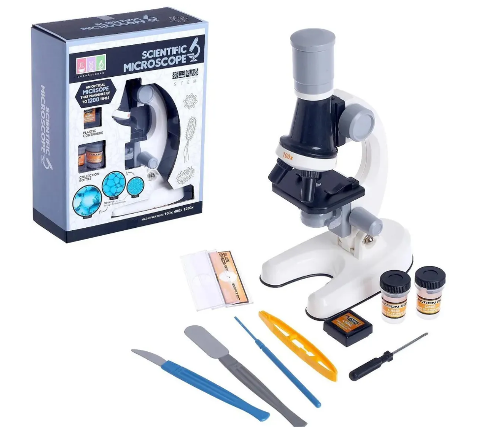 Микроскоп детский Юный биолог с набором для опытов