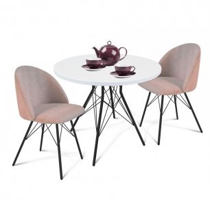 Стол со стульями Sheffilton SHT-DS69 розовый десерт/черный/белоснежная шагрен