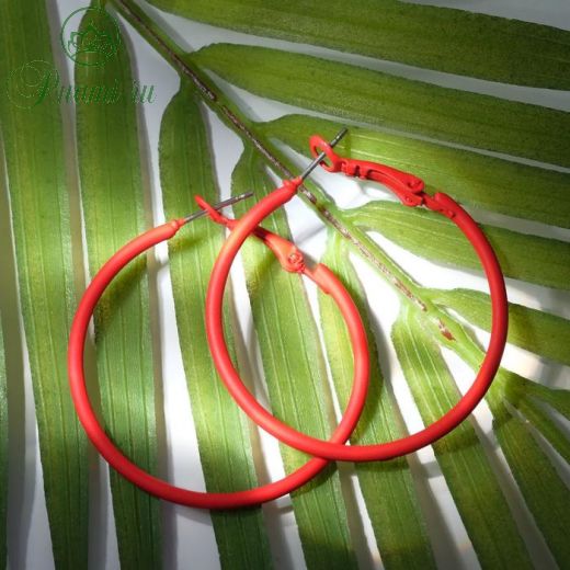 Серьги-кольца "Классик" тонкая линия, цвет красный, d= 4 см