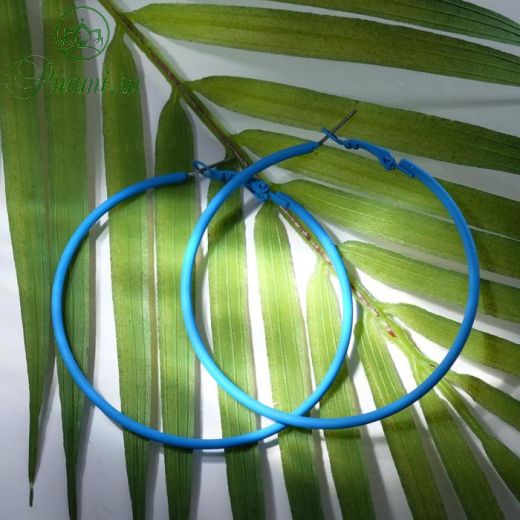 Серьги-кольца "Классик" большие, цвет синий, d= 6 см