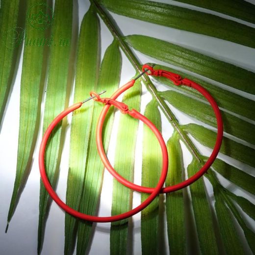 Серьги-кольца "Классик" тонкая линия, цвет ярко-красный, d= 4 см