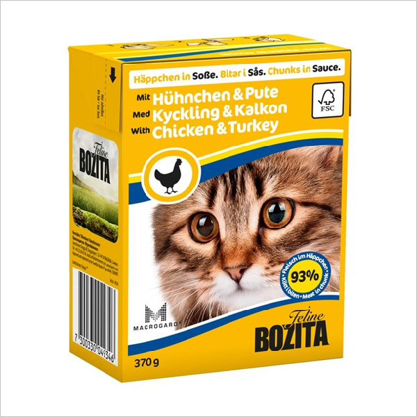 Влажный корм для кошек Bozita кусочки в соусе с курицей и индейкой