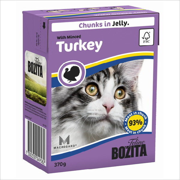 Влажный корм для кошек Bozita кусочки в желе с рубленой индейкой