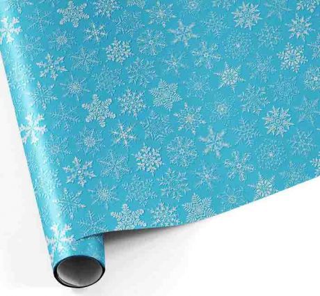 Бумага упаковочная Снежинки на голубом (67х99 см)