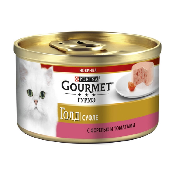 Влажный корм для кошек Gourmet Gold суфле с форелью и томатами
