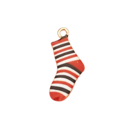 Подвеска (кулон/ шарм) с эмалью из металла Рождественский носок  (R7-15)