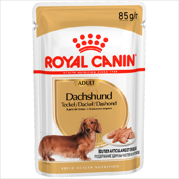 Влажный корм для собак породы такса Royal Canin Dachshund паштет с курицей и свининой