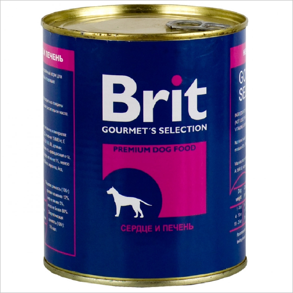 Влажный корм для собак всех пород Brit Premium с сердцем и печенью
