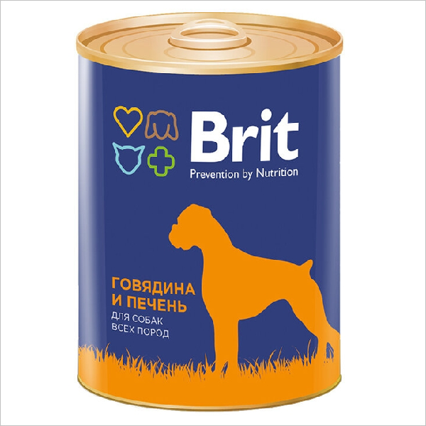 Влажный корм для собак всех пород Brit Premium с говядиной и печенью