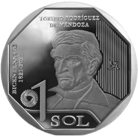 Торибио Родригес де Мендоса 200 лет Независимости 1 новый соль Перу 2021