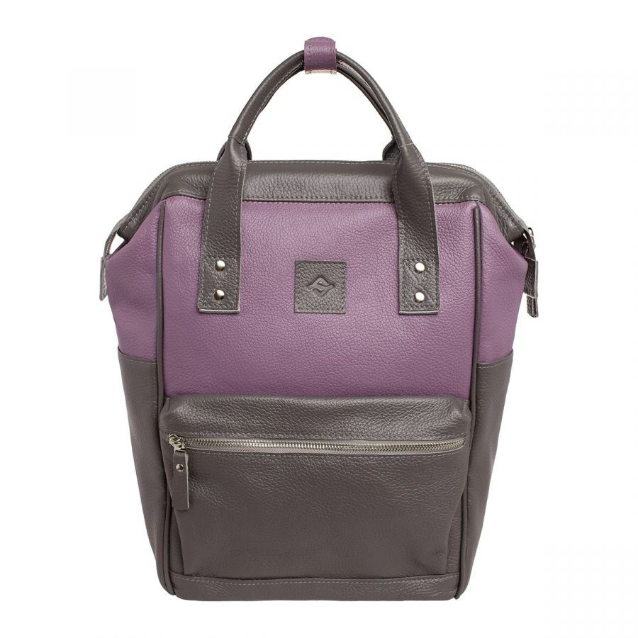 Кожаная женская сумка-рюкзак Lakestone Neish Grey/Lilac