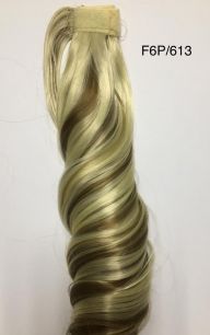 Искусственные термостойкие волосы - хвост волнистые №F6P/613 (55 см) -  90 гр.