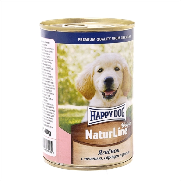 Влажный корм для щенков Happy Dog с ягненком печенью сердцем и рисом