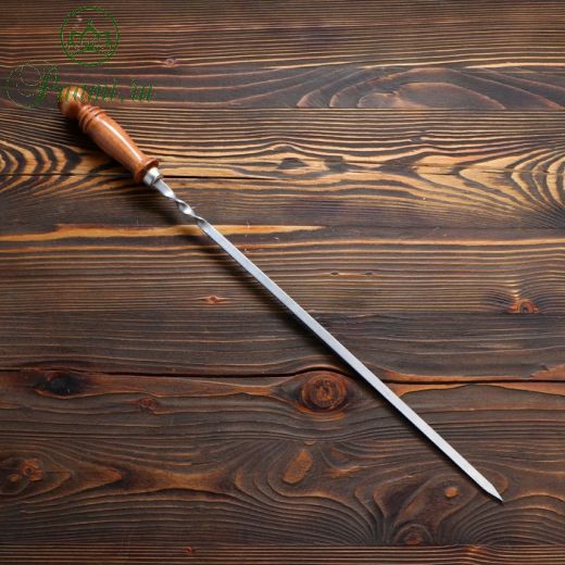Шампур узбекский для шашлыка 40 см матовый с деревянной ручкой