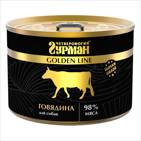 Влажный корм для собак всех пород Четвероногий Гурман Golden с говядиной в желе