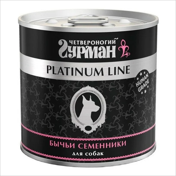 Влажный корм для собак Четвероногий Гурман Platinum бычьи семенники в желе