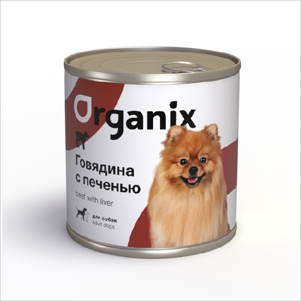 Влажный корм для собак Organix с говядиной и печенью