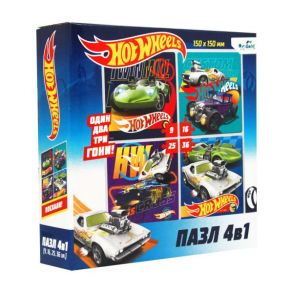 Пазл 9, 16, 25, 36 эл. Набор 4 в 1. Hot Wheels. Суперкар