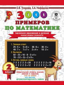 3000 примеров по математике. Табличное умножение и деление. Разные уровни сложности. 2 класс - Узорова Ольга Васильевна, Нефедова Елена Алексеевна