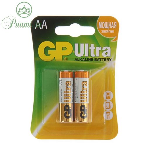 Батарейка алкалиновая GP Ultra, AA, LR6-2BL, 1.5В, блистер, 2 шт.