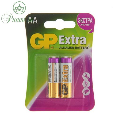 Батарейка алкалиновая GP Extra, AA, LR6-2BL, 1.5В, блистер, 2 шт.