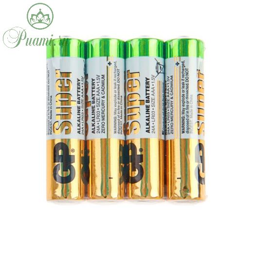 Батарейка алкалиновая GP Super, AAA, LR03-4S, 1.5В, спайка, 4 шт.
