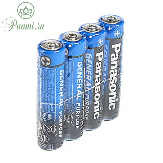 Батарейка солевая Panasonic General Purpose, AAA, R03-4S, 1.5В, спайка, 4 шт.