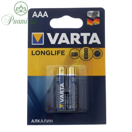 Батарейка алкалиновая Varta LongLife, AAA, LR03-2BL, 1.5В, блистер, 2 шт.