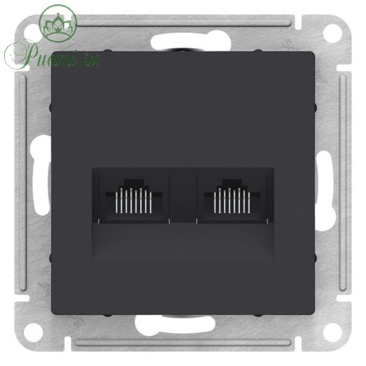 Розетка двойная компьютерная SE ATLASDESIGN, RJ45, встраиваемая, IP20, карбон, ATN001085