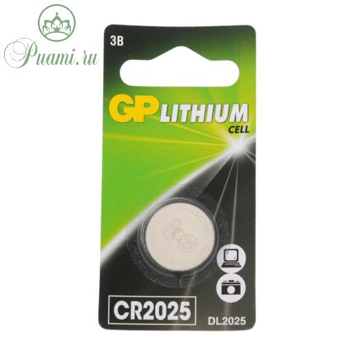 Батарейка литиевая GP, CR2025-1BL, 3В, блистер, 1 шт.
