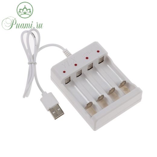 Зарядное устройство для четырех аккумуляторов АА или ААА UC-24, USB, ток заряда 250 мА,белое