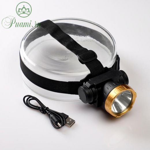 Фонарь налобный "Мастер К.", 3 Вт, 800 mAh, 3.7 В, 100 лм, 1 режим, usb