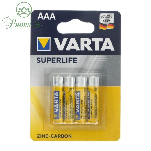 Батарейка солевая Varta SuperLife, AAA, R03-4BL, 1.5В, блистер, 4 шт.