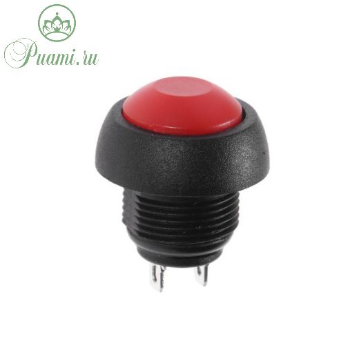 Выключатель-кнопка, 250 В, 1 А, ON-OFF, 2с, d=12 мм, без фиксации, красная, наб 10 ш.