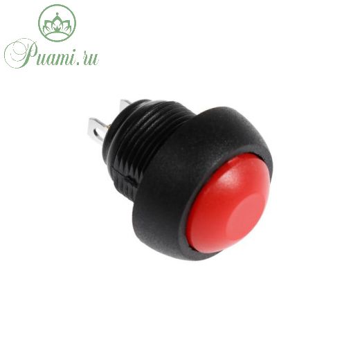 Выключатель-кнопка, 250 В, 1 А, ON-OFF, 2с, d=12 мм, без фиксации, красная