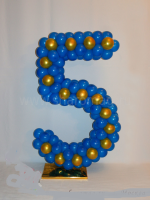 Цифра 5 из шариков (синяя с золотом)