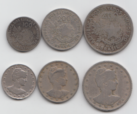 Бразилия Набор 3 монеты 1901 год XF