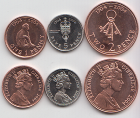 Гибралтар Набор 3 монеты 2004 год UNC